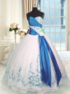 Top Selling Sleeveless Embroidery and Sashes ribbons Lace Up Quinceanera Dress