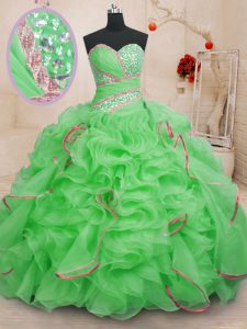 With Train Quinceanera Gown Sweetheart Sleeveless Brush Train Lace Up