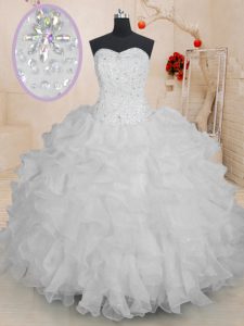 Graceful Organza Sleeveless Floor Length Ball Gown Prom Dress and Beading and Ruffles
