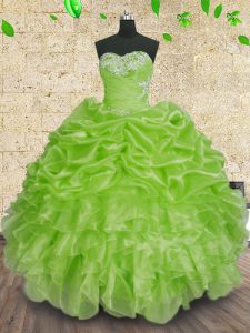 Sleeveless Floor Length Beading and Appliques and Ruffles and Ruching Lace Up Quinceanera Gown