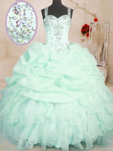 Adorable Sleeveless Beading and Ruffles and Pick Ups Zipper Sweet 16 Quinceanera Dress
