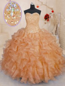Dramatic Sleeveless Beading and Ruffles Lace Up 15 Quinceanera Dress