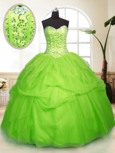 Pretty Sleeveless Sequins and Pick Ups Floor Length Ball Gown Prom Dress