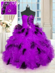 Noble Floor Length Multi-color 15th Birthday Dress Strapless Sleeveless Lace Up