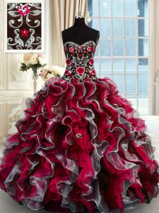 Nice Multi-color Sleeveless Organza Lace Up Quinceanera Dress for Military Ball and Sweet 16 and Quinceanera