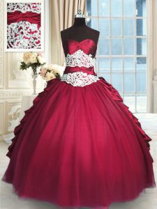 Custom Made Pick Ups Floor Length Red Sweet 16 Dresses Sweetheart Long Sleeves Zipper