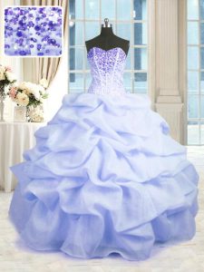Sweetheart Sleeveless Organza Quince Ball Gowns Beading and Ruffles Lace Up