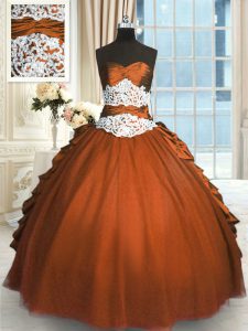 Affordable Sweetheart Sleeveless Taffeta and Tulle Quinceanera Gown Beading and Lace and Ruching and Pick Ups Lace Up