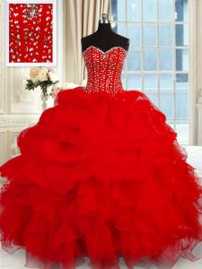 Fitting Floor Length Lace Up Quinceanera Gowns Wine Red for Military Ball and Sweet 16 and Quinceanera with Beading and Ruffles