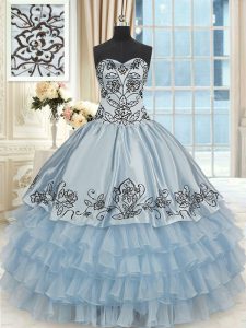 Sleeveless Lace Up Floor Length Beading and Embroidery and Ruffled Layers Sweet 16 Quinceanera Dress