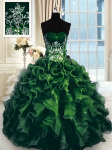 Noble Multi-color Sleeveless Organza Lace Up 15 Quinceanera Dress for Military Ball and Sweet 16 and Quinceanera