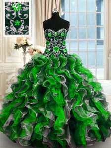 Dramatic Multi-color Sweetheart Lace Up Beading and Ruffles Quinceanera Dresses Sleeveless