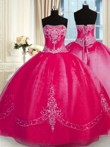 Sleeveless Lace Up Floor Length Beading and Embroidery 15th Birthday Dress