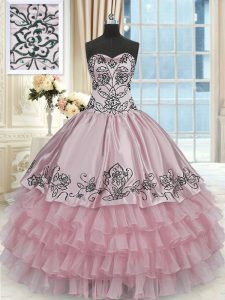 Sleeveless Beading and Embroidery and Ruffled Layers Lace Up Vestidos de Quinceanera