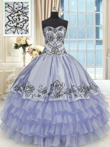 Glittering Sleeveless Lace Up Floor Length Beading and Embroidery and Ruffled Layers Ball Gown Prom Dress