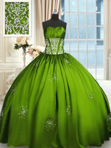 Sleeveless Floor Length Beading and Appliques and Ruching Lace Up Sweet 16 Dresses