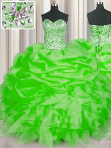 Quinceanera Dresses Military Ball and Sweet 16 and Quinceanera with Beading and Ruffles and Pick Ups Sweetheart Sleeveless Lace Up