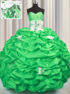 Edgy With Train Sweet 16 Dress Taffeta Brush Train Sleeveless Appliques and Sequins and Pick Ups