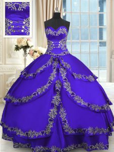 Blue Lace Up 15 Quinceanera Dress Beading and Appliques and Ruffled Layers Sleeveless Floor Length