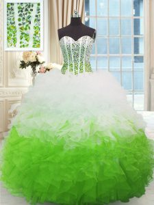 Multi-color Sleeveless Beading and Ruffles High Low Sweet 16 Quinceanera Dress