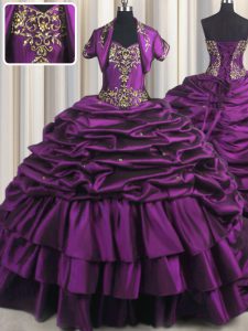 Nice Pick Ups With Train Ball Gowns Sleeveless Purple Sweet 16 Quinceanera Dress Brush Train Lace Up