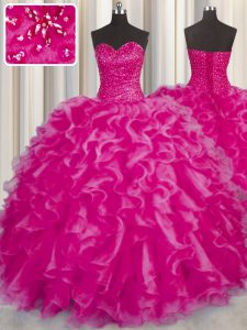 Sexy Floor Length Hot Pink Vestidos de Quinceanera Sweetheart Sleeveless Lace Up