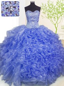 Best Pick Ups Floor Length Ball Gowns Sleeveless Blue Vestidos de Quinceanera Lace Up