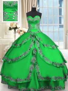 Taffeta Sleeveless Floor Length Vestidos de Quinceanera and Beading and Embroidery and Ruffled Layers