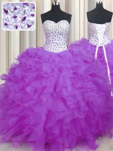 Excellent Floor Length Ball Gowns Sleeveless Lilac Quinceanera Dress Lace Up