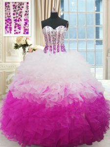Sweetheart Sleeveless Lace Up Ball Gown Prom Dress Multi-color Organza