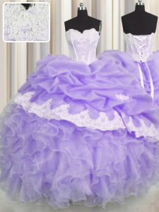 Popular Pick Ups Floor Length Ball Gowns Sleeveless Lavender 15th Birthday Dress Lace Up
