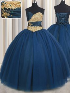 New Style Teal Lace Up Quinceanera Gown Beading and Ruching and Belt Sleeveless Floor Length