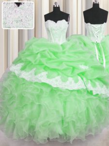 Pick Ups Sleeveless Organza Lace Up Quinceanera Dress for Military Ball and Sweet 16 and Quinceanera