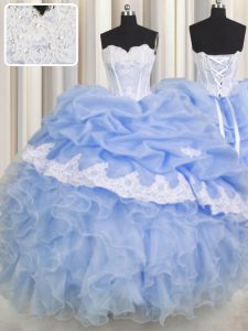 Enchanting Sleeveless Beading and Appliques and Ruffled Layers Lace Up 15th Birthday Dress