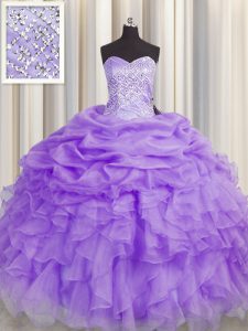 New Style Floor Length Lavender Quinceanera Gowns Sweetheart Sleeveless Lace Up