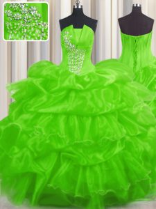 On Sale Ball Gowns Beading and Ruffled Layers and Pick Ups Quinceanera Gown Lace Up Organza Sleeveless Floor Length