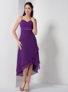 2013 Fabulous High-low Spaghetti 15 Dresses for Damas in Eggplant Purple
