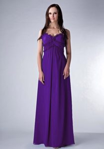 Purple Zipper-up Long Chiffon Wonderful Dama Dresses for Quinceaneras