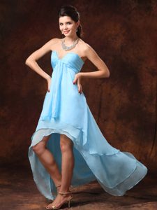 Classical Baby Blue High-low Sweetheart Dama Dresses for Quinceaneras