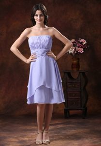 Strapless Lilac Ruched Lace-up Long Impressive Damas Dress for Quince