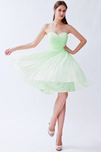 Pretty Light Green Empire Sweetheart Knee-length Chiffon Dama Dresses for Quinceanera