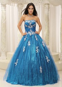 Blue Sweet 16 Dresses with Appliques and Sequins for Wholesale Price