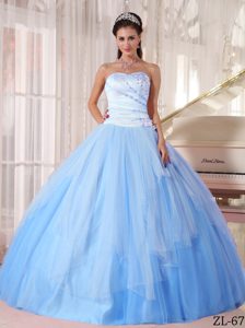 Sweetheart Pretty Beaded Tulle Quinceanera Gown Dress in Baby Blue