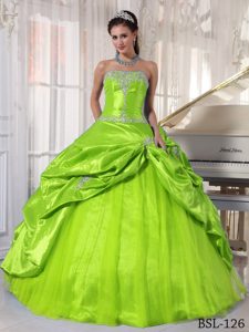 Ball Gown Strapless Low Price Quinceaneras Dress in Spring Green