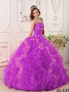 Appliqued Organza Cheap Quinceanera Gown Dresses with Beading
