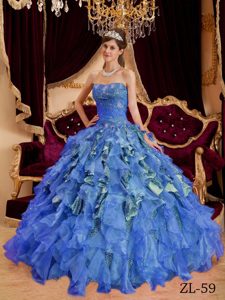 Beaded Organza Beautiful Sweetheart Quinces Dresses with Ruffles