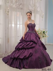 Purple Inexpensive Sweetheart Taffeta and Organza Sweet 16 Dresses