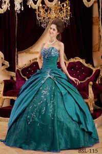 Sweetheart Taffeta Quinceanera Gowns in Dark Green on Promotion