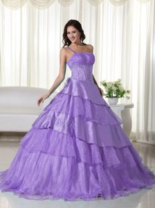 Elegant Lavender One Shoulder Quinceanera Dress with Beading in Organza