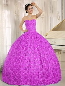 Sweetheart Purple Embroidery and Sequined Quinceanera Dresses in Tulle